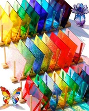 FIVEIZERO 24 Sheets Rainbow Transparent Stained Glass Sheets 4x6 Inch   Mi