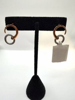 NWT Charriol Cable Infinity Zen Stud Earrings Rose Gold Stainless Steel 