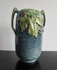 Vintage Roseville USA Decor Pottery Vase 2 Handles 3D Blue Bushberry 8" #31-7