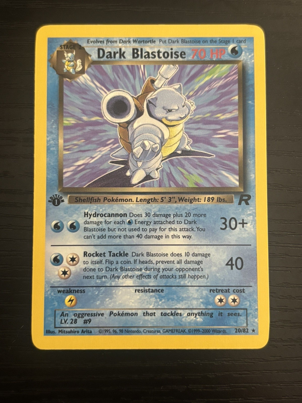 2000 Pokémon TCG Dark Blastoise 20/82 Team Rocket First Edition Non Holo NM
