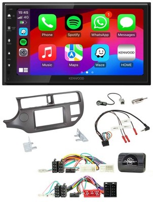 Kenwood Lenkrad USB DAB 2DIN Bluetooth Autoradio für Kia Rio 11-15 UB anthrazit