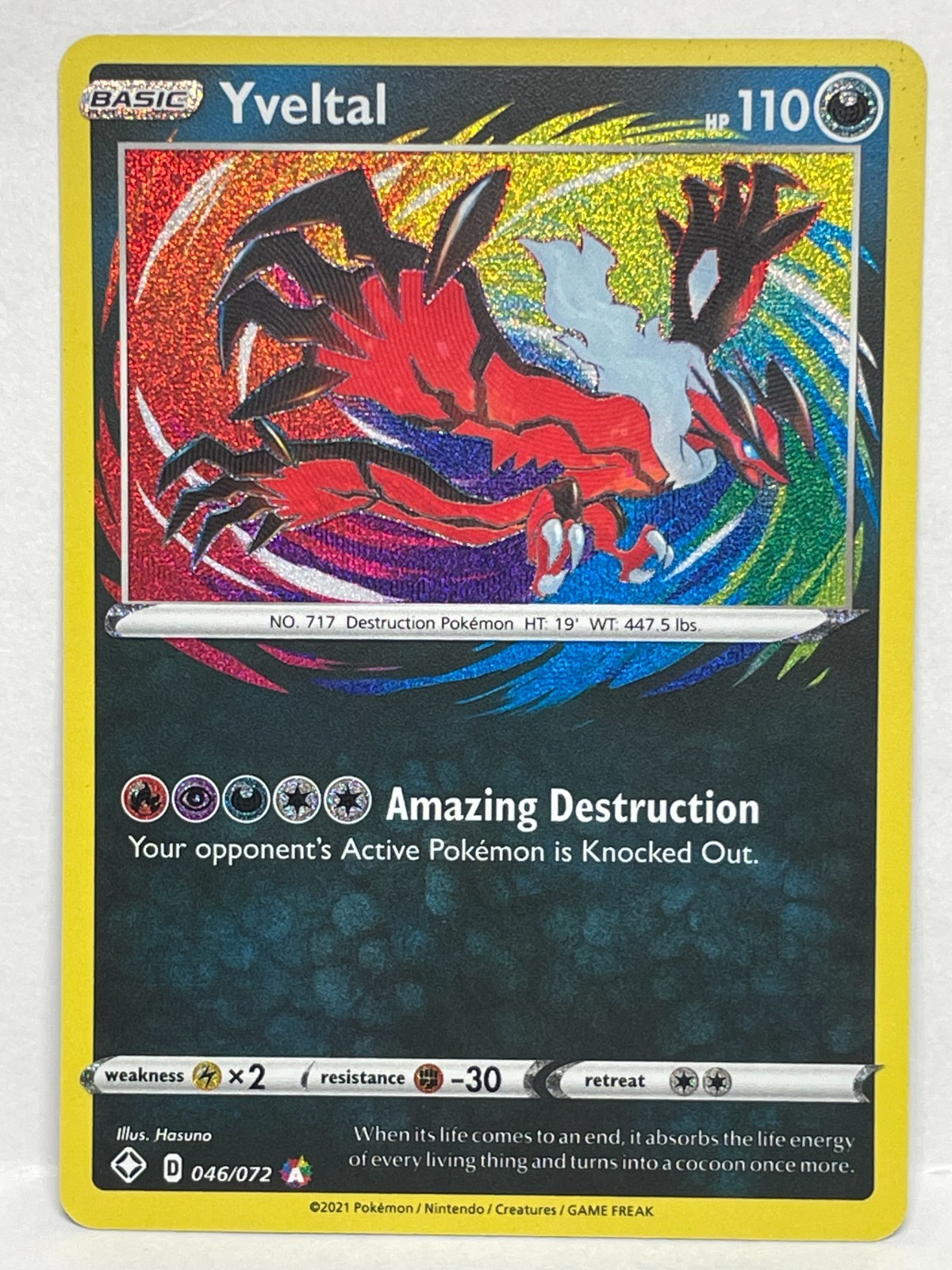 Pokemon Yveltal Holo 046/072 Shining Fates - NM