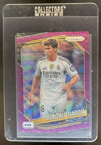 2025-26 Panini Prizm FIFA Gonzalo Garcia Purple Wave Prizm #/49 Real Madrid