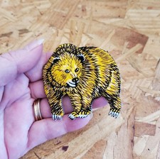 Bear - Golden Grizzly - Wild Animals - Embroidered Iron On Patch - Left