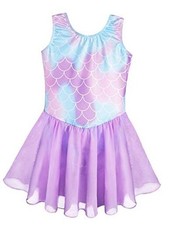 Girls Gymnastics Leotards with Skirt Ballet Tutu Dance 4-5T Mermaid Purple