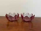 Pair of Mid Century Blenko Rose Lotus Glass Bowls 6143S