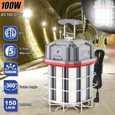 100W LED Temporary Work Light Linkable Hanging Construction Lamp 5000K Portable