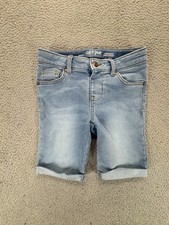 Cat Jack Kids Super Stretch Denim Bermuda Shorts Light Blue Size M 7-8