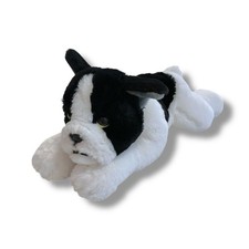 FAO Schwarz French Bulldog Stuffed Plush Puppy Dog Laying Black White