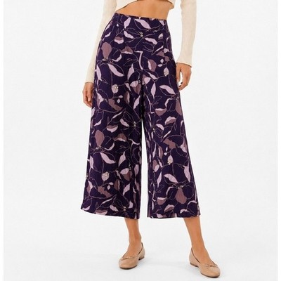 Threads 4 Thought Purple Floral Wide Leg Pants Womens Size L  Plum NWT