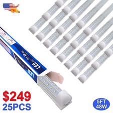 25 Pack 5FT Led Tube Light T8 48W Integrated Led Bulbs Linkable Shop Light 6500K