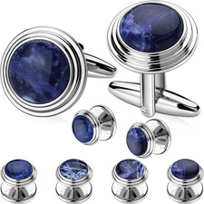 Cufflinks  Tuxedo Studs Set for Men, Silver  Gold Tone with Gift Box