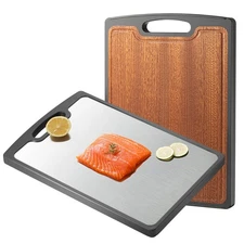 Titanium Cutting Board Double Sided, 15” Wood Cutting Board for kitchen, G