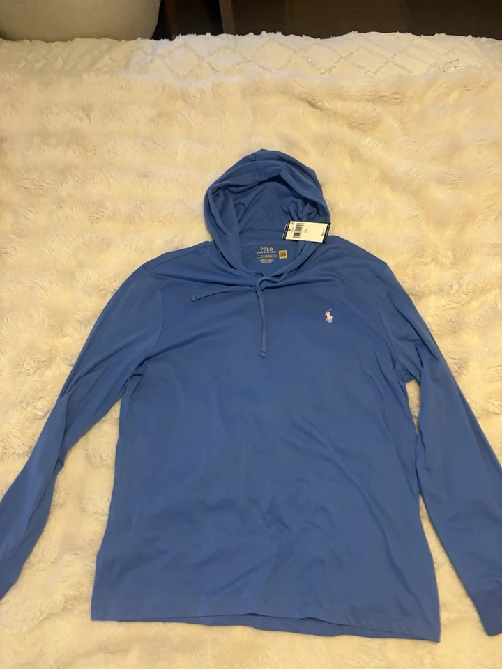 Polo Ralph Lauren Men's L Blue Pullover Hoodie Hooded Long Sleeve Emb Polo Pony - Image 2 of 4