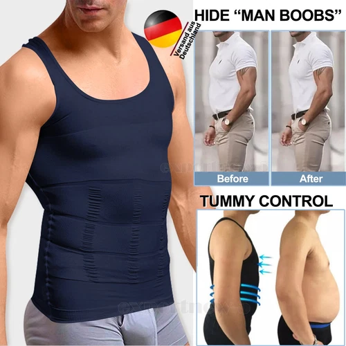 Gynäkomastie Compress Tanktop Männer Abnehmen Body Shaper Weste Bauchweg Shirt - Bild 1 von 26