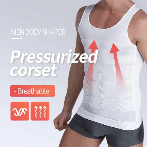 Mens Tight Compression Body Shaper Sports Muscle Tank Top Abs Abdomen Slim Vest - Picture 17 of 41