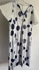 BLUE & WHITE ABSTRACT DOTS SHORT EMBROIDERY SLEEVES MIDI SUMMER DRESS SIZE:3XL
