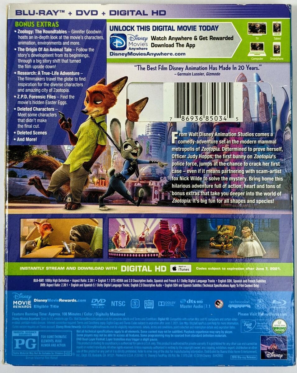 Zootopia (2016,2 Discs,Blu-ray)