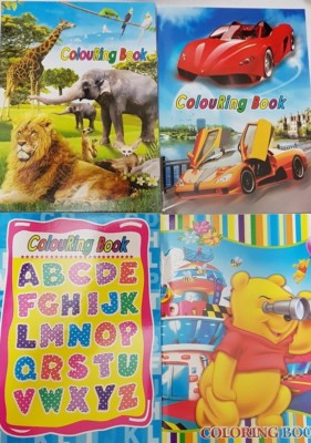 CHILDREN'S COLOURING & STICKER BOOK FUN PICTURES LEARNING ABC, ANIMAL, CARS, WTP
