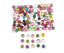 Natural Multi Tourmaline Round Cabochon Loose Gemstone Lot 38 Pcs 4 MM 10 CT
