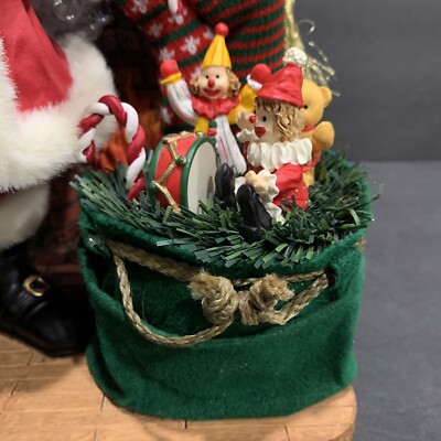 KIRKLAND SANTA CLAUS FIREPLACE CHRISTMAS FIGURE DISPLAY / FABRIC