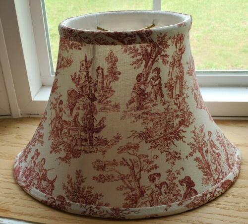 White Toile Lamp Shade Oval Shape, Red Toile Lamp Shades