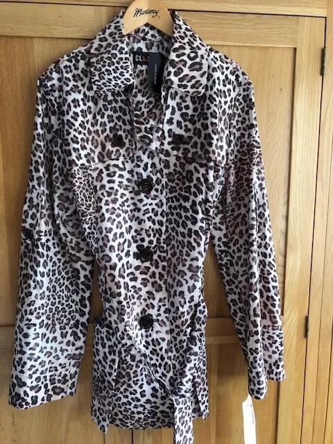 House Of Fraser Trench Coat Mac Size 14 Animal Print Un Lined