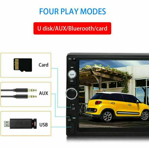 AUX Car MP5 Player 7" Double 2DIN Bluetooth Touch Screen Stereo Radio USB Camera - Picture 10 of 12