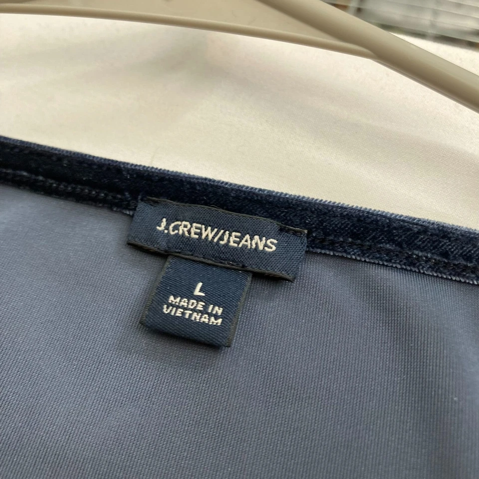 Body de mujer J Crew azul de terciopelo manga larga talla L básico elevado de vacaciones Foto 2 de 4