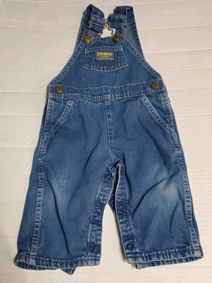 Vtg 80s OSHKOSH B'gosh Baby Blue Denim Vestbak Classic Overalls 18