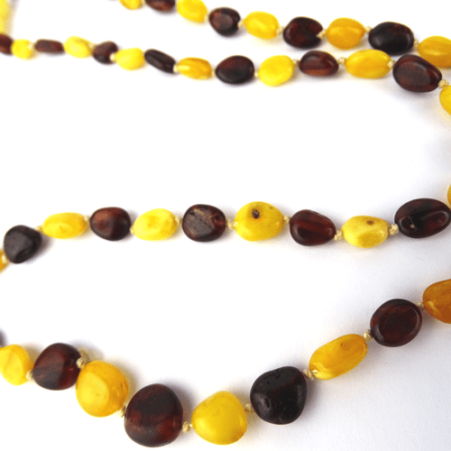 Antike Bernstein Kette Natural Baltic Butterscotch & Cherry Amber Necklace 64cm - Bild 3 von 9