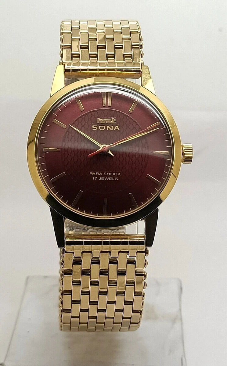 Hmt Sona Gold Plated brown Dial Men s Wrist Watch Working