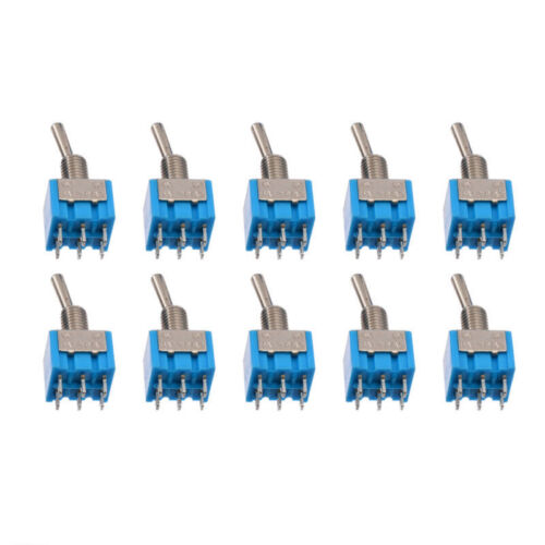10pcs MTS-202 6-Pin DPDT ON-ON 6A 125V AC Mini Blue Toggle Switch 2 Position Set - Picture 7 of 8