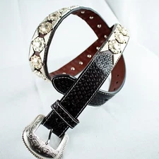 New Genuine Harness Leather Brown Red Silver Western Men Studded Belt Size 42 XL