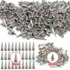 100-1000x Punk Cone Metal Spikes Rivets Studs Screw for Clothing Jacket Leather