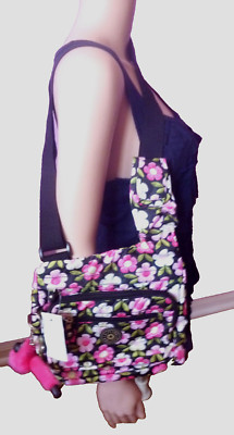 New Crossbody  Bag Purse Polyester Floral Vintage Pink Plush Monkey Rare Orange