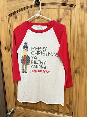 Home Alone Women s Long Sleeve Christmas Shirt Green Size S