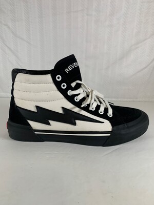 Revenge Storm Lightning Bolt High Top Sneakers Mens 9 Black White Punk Skate