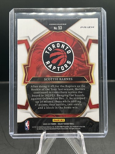 22/23 Panini Select - SCOTTIE BARNES RED WAVE PRIZM #53 - Picture 3 of 3