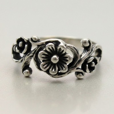 Genuine Sterling Silver Ring Flower Solid Stamped 925 Handmade