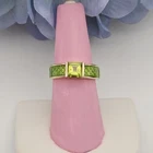 Vintage GF Ring Peridot Guilloche Green Designer Sterling Silver 925 Band