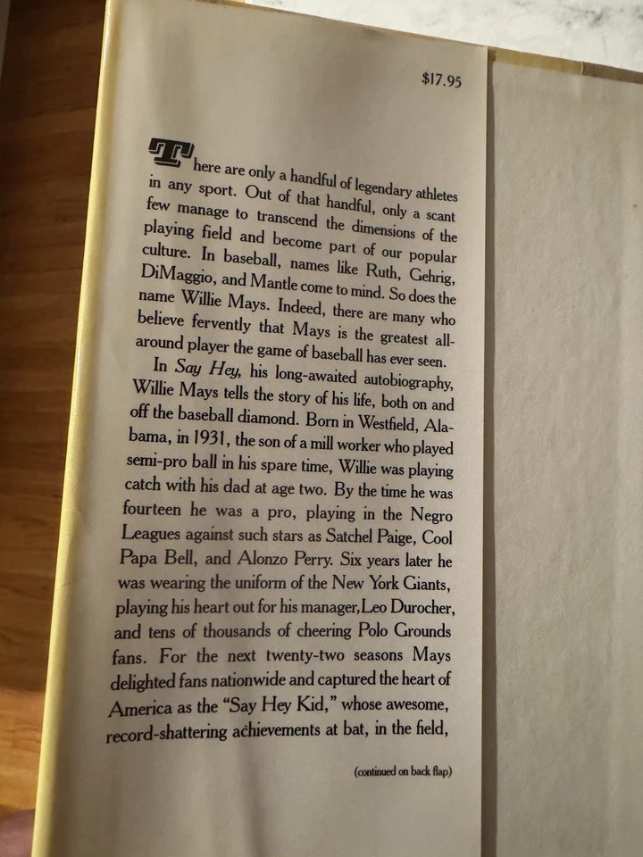 “SAY HEY” -- AUTOGRAPHED COPY of The Autobiography Of  Willie Mays Foto 4 de 4
