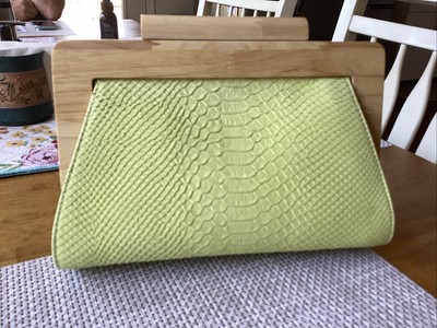 j. McLaughlin lime green and bamboo clutch NWOT