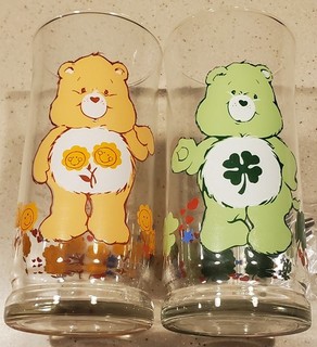 Good Luck & Friend Bear Care Bears Pizza Hut Glasses 1983 Glass