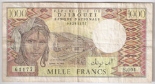 DJIBOUTI 1000 francs ND (1991) 37d Long Arabic text on back with security threat
