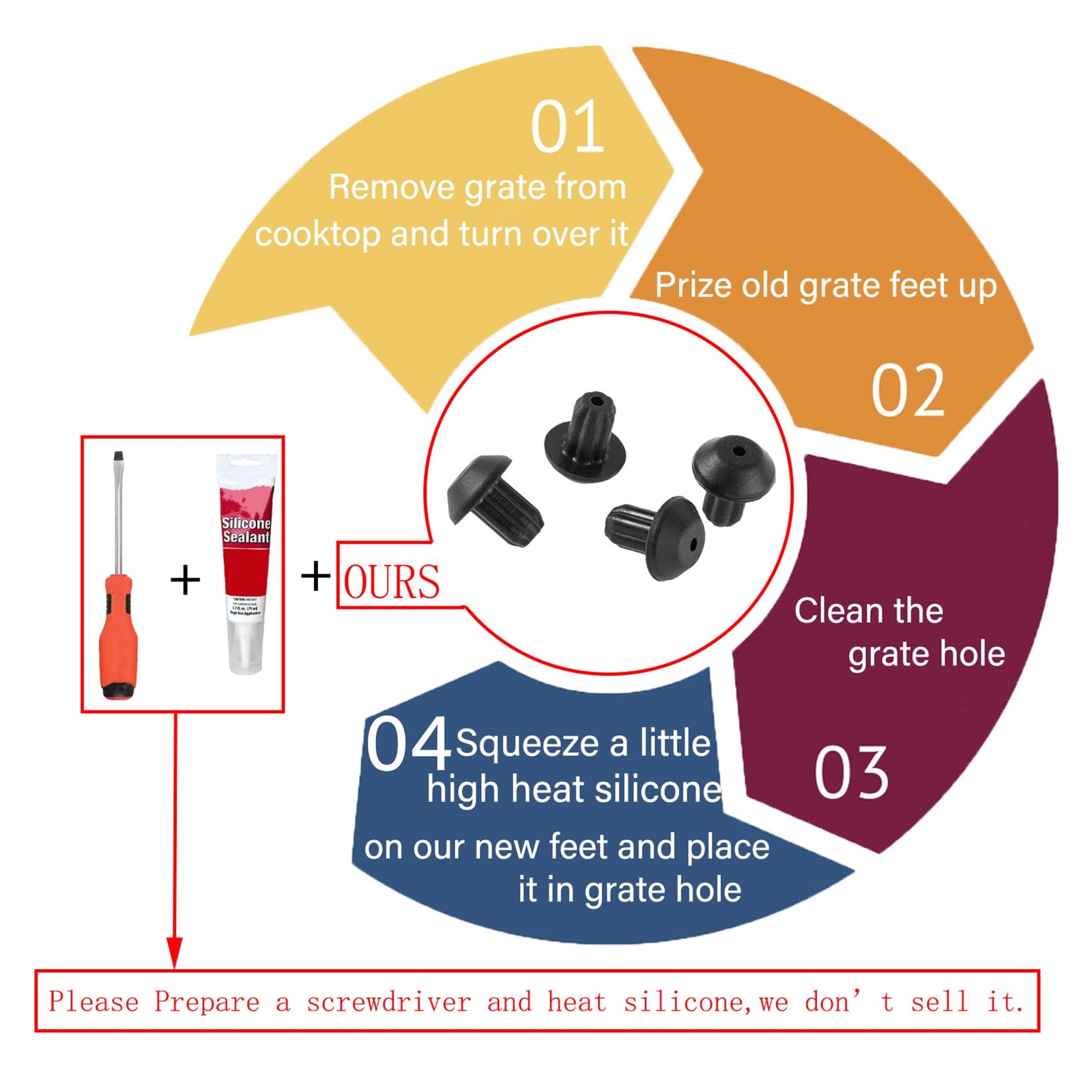12 Pcs 66916 Grate Rubber Feet Replacement for Dacor Cooktop DE81-03916A