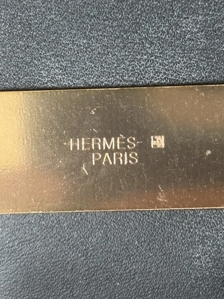 Hermes Paris schwarz Leder goldfarben Collier de Chien Armband 8" verstellbar. - Bild 2 von 4