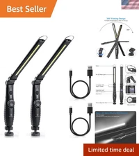 Professional Quality Rechargeable Work Light - 750 Lumens LED Flashlight 2 Pack