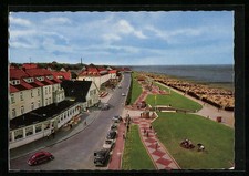Ansichtskarte Cuxhaven-Duhnen, Strand mit Deich und Hotels 