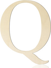 Large Wooden Letters 12 Inch Paintable Wood Letter Q for Wall Decor, 1/5 Inch Th